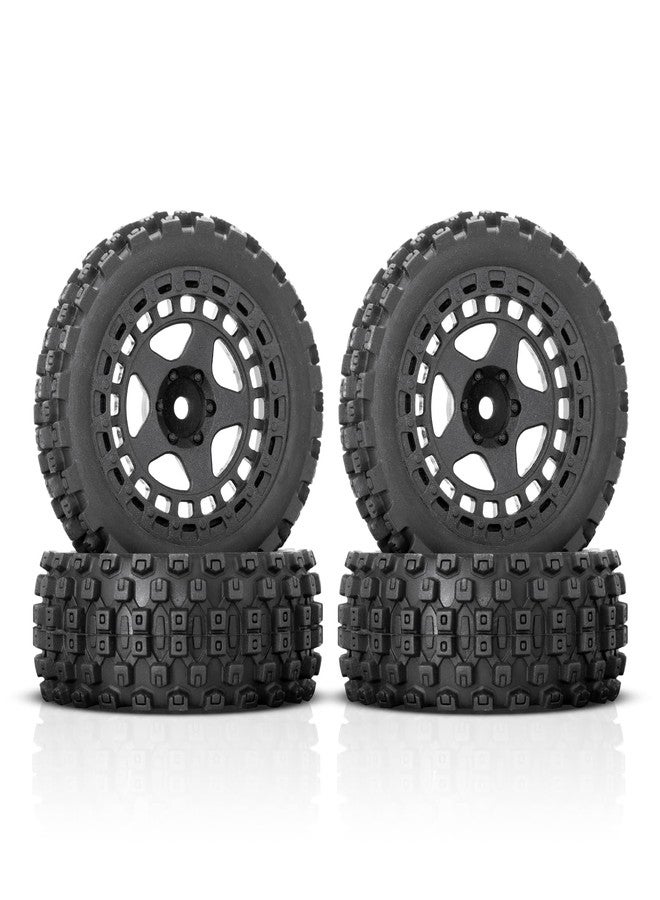 POLANTA 4Pcs RC Buggy Wheels and Tires Set for 1/18 Typhon Grom RC Crawler Car Upgrade Part(Black) - Image 1